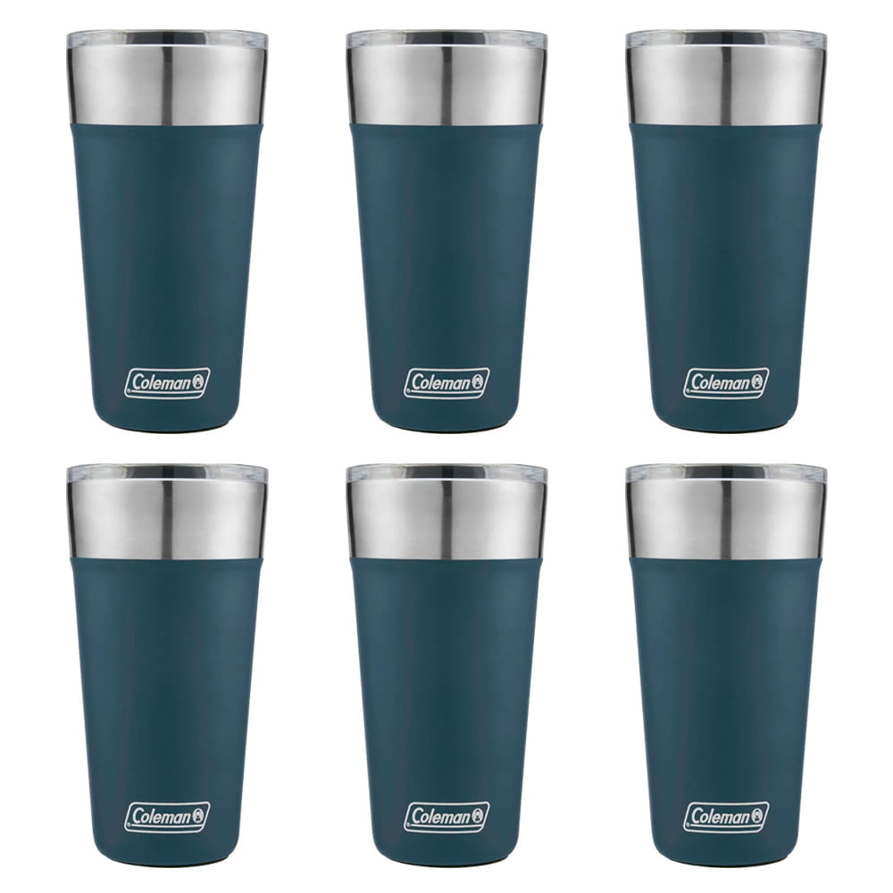 Kit com 6 Copos Térmicos com Tampa 600ml Azul Slate Coleman