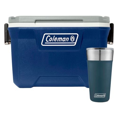 Kit Camping Coleman - Caixa Térmica 49L Lakeside e Copo Térmico com Tampa 600ml Azul Slate