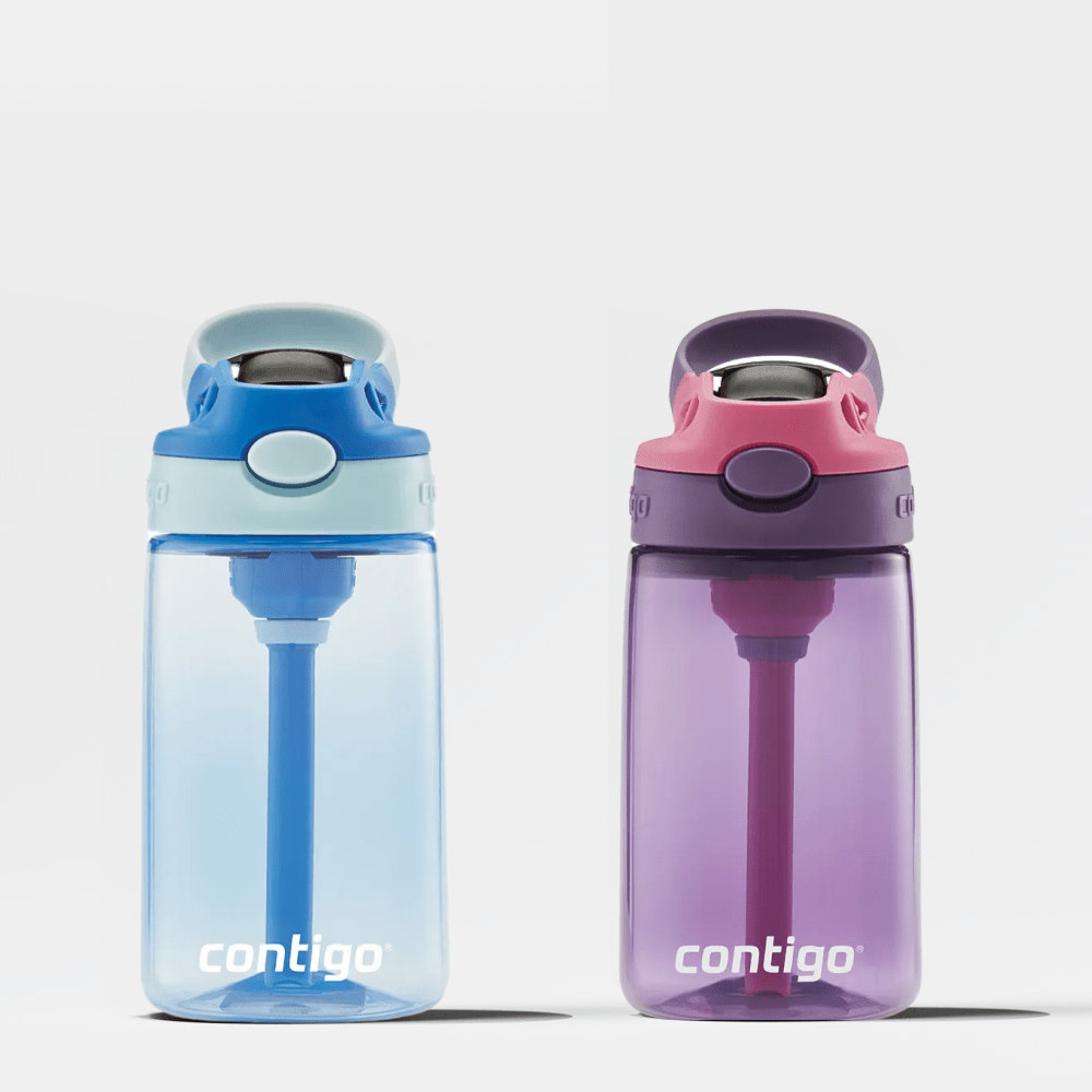 Kit com 2 Garrafas Gizmo Flip Kids AUTOSPOUT® Azul e Rosa Roxo Contigo | 414ml