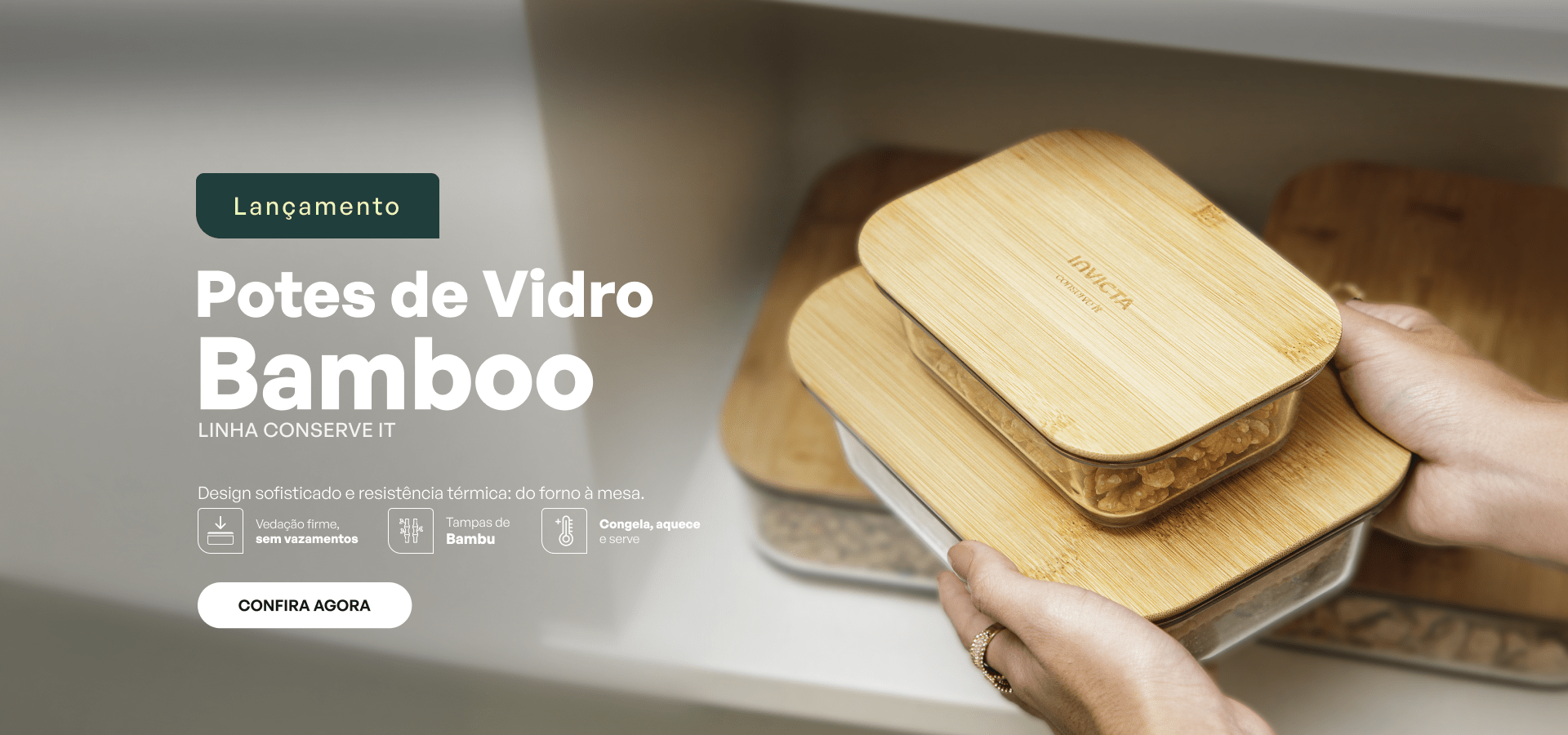 Lançamento Potes de Vidro Bamboo