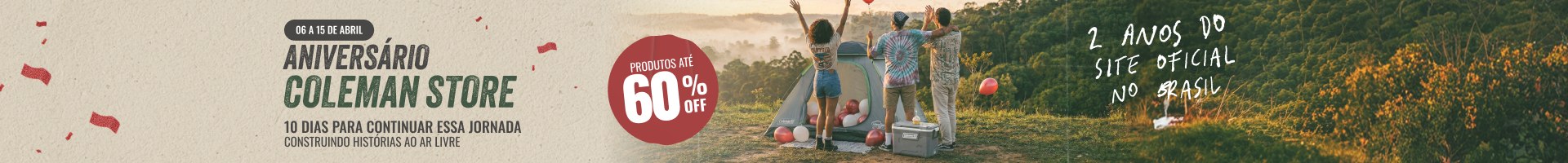 Banner Aniversário Coleman Store Desktop