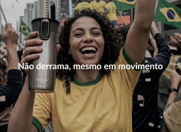 Banner Não derrama, mesmo em movimento
