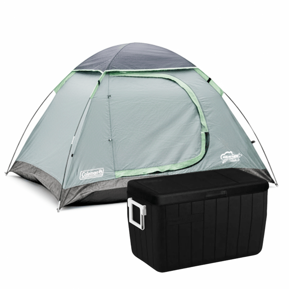 Kit Camping Coleman - Caixa Térmica 45,4L Adventure All Black e Barraca Aruba 2 Pessoas