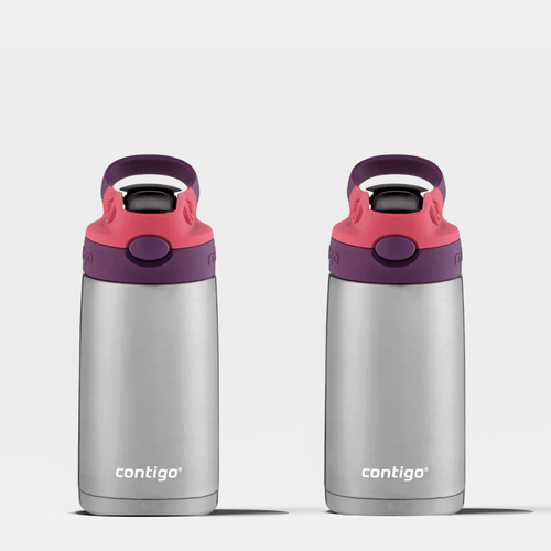 Kit com 2 Garrafas Térmicas AUTOSPOUT® Kids Rosa Inox Contigo | 384ml
