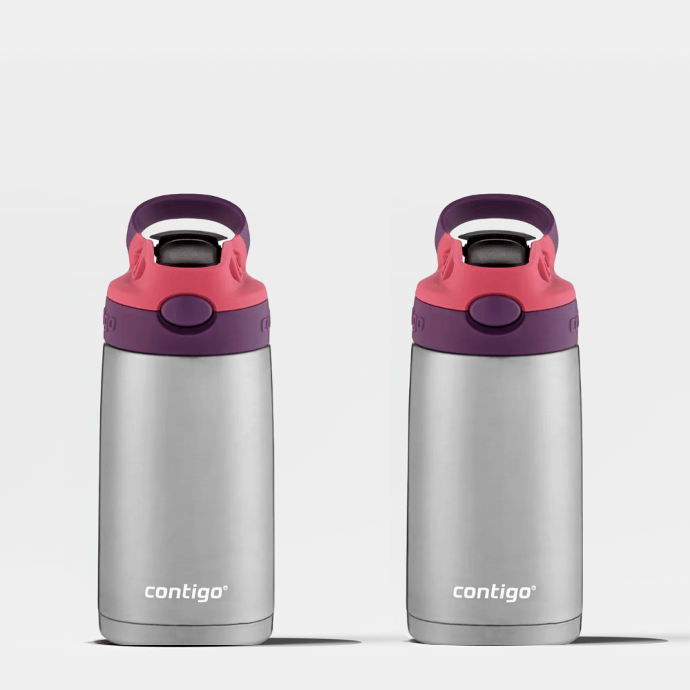Kit com 2 Garrafas Térmicas AUTOSPOUT® Kids Rosa Inox Contigo | 384ml