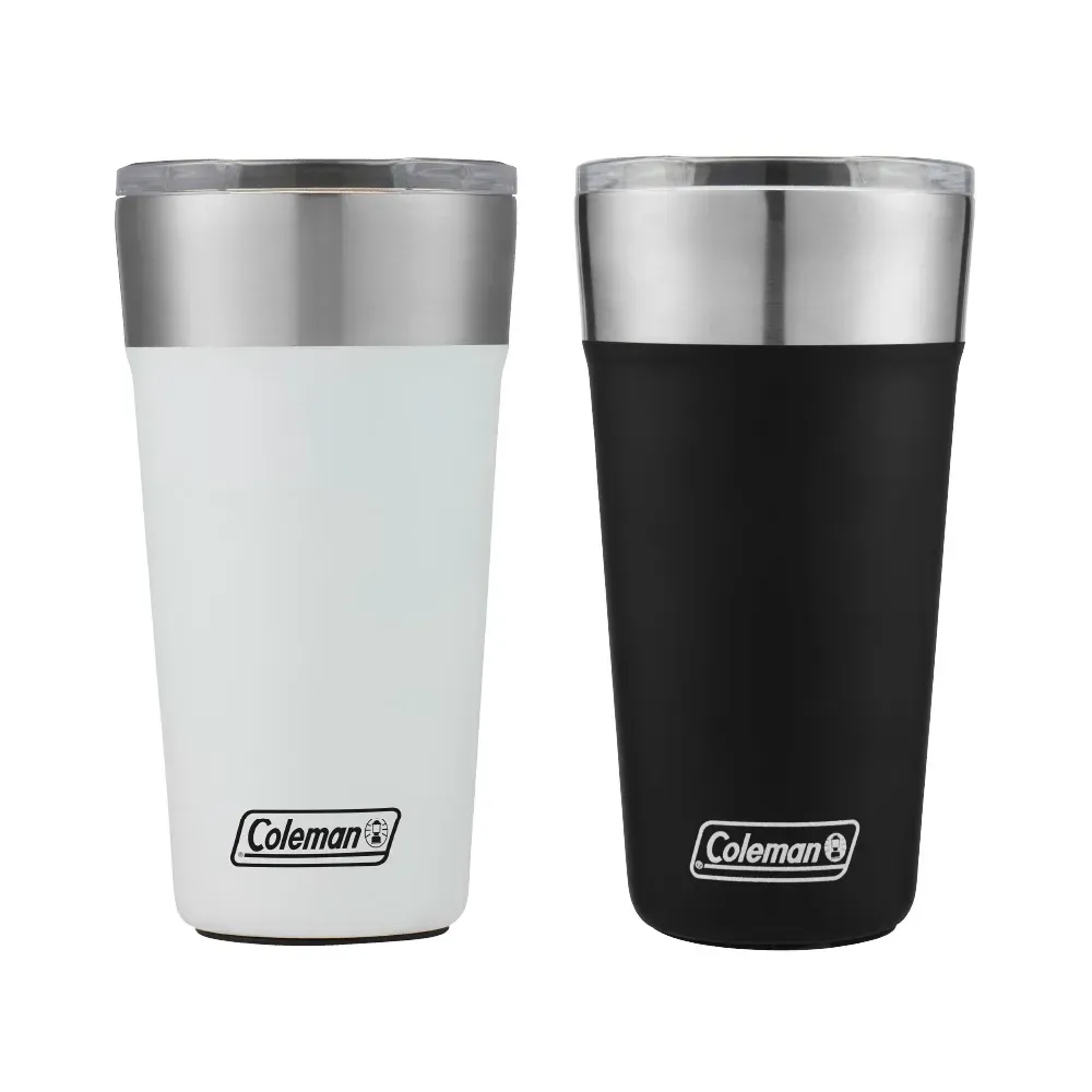 Kit com 2 Copos Térmicos com Tampa 600ml Branco e Preto Coleman