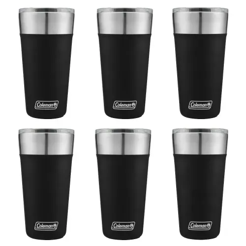 Kit com 6 Copos Térmicos com Tampa 600ml Preto Coleman