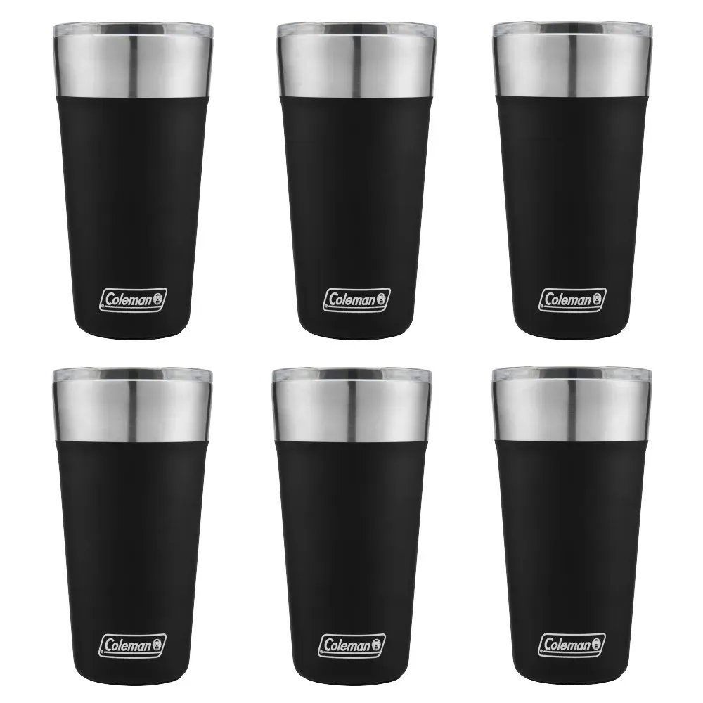 Kit com 6 Copos Térmicos com Tampa 600ml Preto Coleman